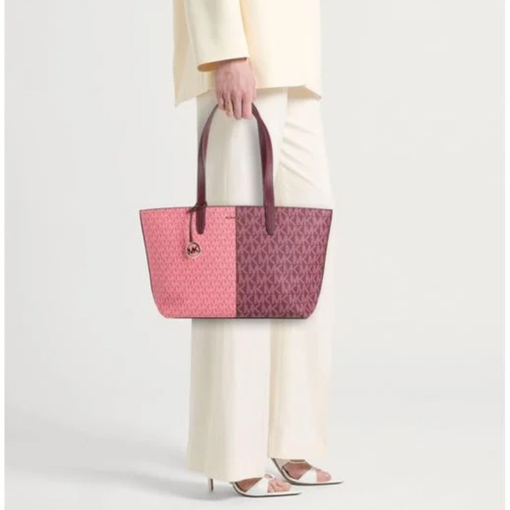 NWT🔥MICHAEL KORS🔥Jet Set Travel medium tote bag >> pink/berry/red color block
